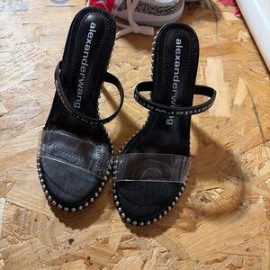 Alexander Wang Black and Clear Heels with Studded Details